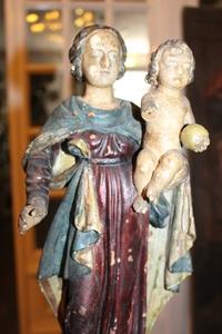 Wooden Sculpture With Relic Inside : St. Catherine en wood polychrome, France 18 th century