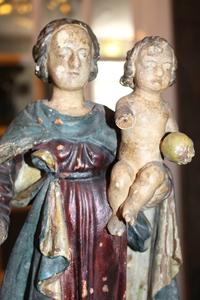 Wooden Sculpture With Relic Inside : St. Catherine en wood polychrome, France 18 th century