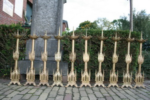 Candle Sticks style gothic en Brass / Bronze, France 19th century