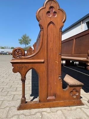 Pews From St. Victor Church Afferden ( Gld ) Holland style Gothic - style en Oak wood, Dutch  19th century