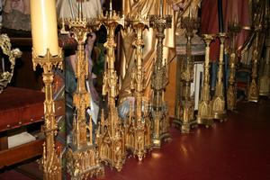 Candle Sticks  style gothic en Brass / Bronze, FRANCE 19 th century