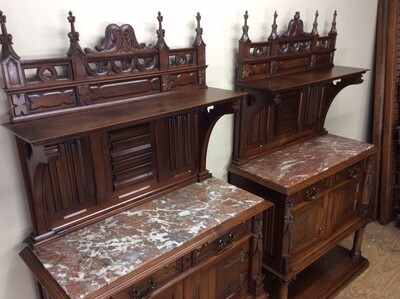Complete Dining Set style Gothic - Style en Wood, Belgium  19 th century