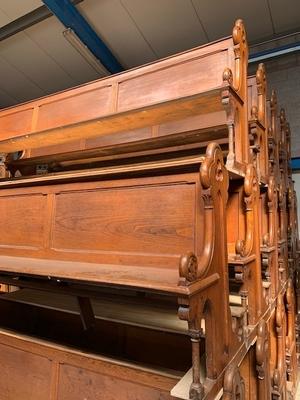 Pews From St. Victor Church Afferden ( Gld ) Holland  style Gothic - style en Oak wood, Dutch 19th century