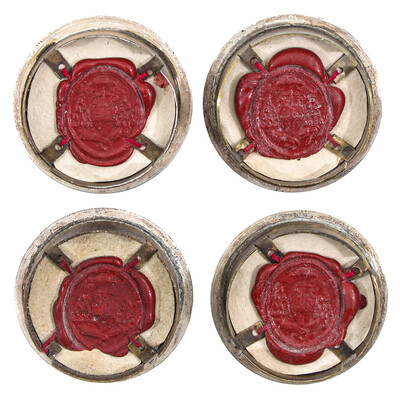 Reliquary - Relics All 12 Apostles en Brass / Glass / Wax Seal, Belgium  19 th century