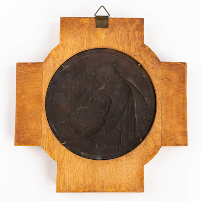 Stations Of The Cross  style art - deco en Oak Wood / Brass, Belgium 20 th century