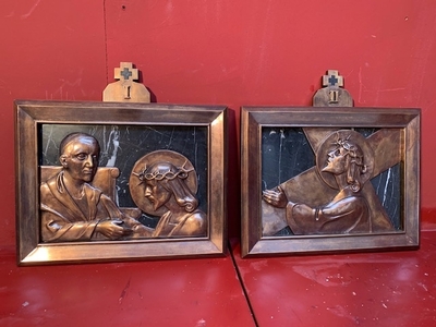 Stations Of The Cross  By: Bourdon style ART - DECO en Marble / Bronze, Gent - Belgium