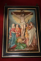 Stations Of The Cross  style Barok en Wood / Plaster Polychrome, BELGIUM 19 th century