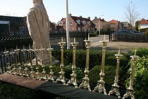 Candle Sticks Polished And Varnished en Brass / Bronze, Belgium and France 19th century