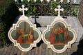 Stations Of The Cross  style Gothic - Style en Painted on Zinc / Frames Wood, FRANCE 19 th century ( Anno 1865 )