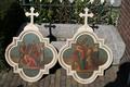 Stations Of The Cross  style Gothic - Style en Painted on Zinc / Frames Wood, FRANCE 19 th century ( Anno 1865 )