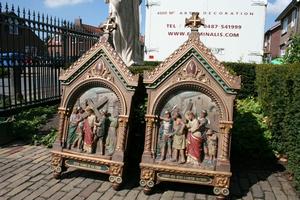 Stations Of The Cross style roman en PLASTER POLYCHROME, France 19th century