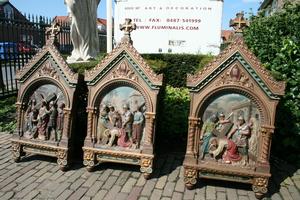 Stations Of The Cross style roman en PLASTER POLYCHROME, France 19th century