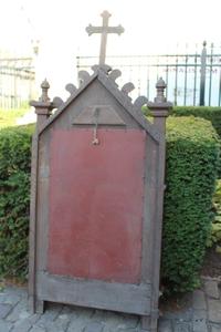 Stations Of The Cross style Romanesque en Painted on zink / Oak Frames, France 19th century