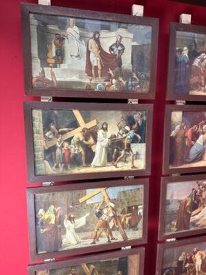 Stations Of The Cross  en Lithographs / Wooden Frames / Glass, Munich Germany 20 th century ( Anno 1924 )