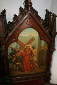 Stations Of The Cross en WOOD PAINTED ON ZINK, France 19th century