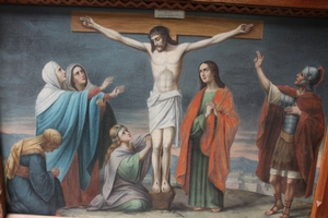 Stations Of The Cross. Measures Without Cross. Minor Repairs. en Painted on linen, Belgium 19th century