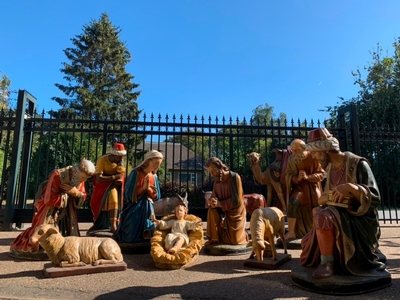 Nativity Set. Height Standing Statues: 100 Cm ! en Plaster polychrome, Dutch