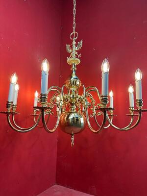 Chandeliers en Brass / Bronze / Polished and Varnished, Belgium  20 th century