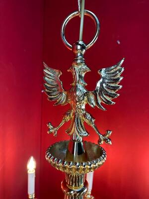 Chandeliers en Brass / Bronze / Polished and Varnished, Belgium  20 th century