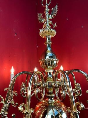 Chandeliers en Brass / Bronze / Polished and Varnished, Belgium  20 th century