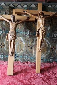 Crosses en Fully hand - carved wood , Dutch 19th century