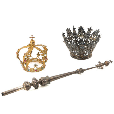Crowns And Scepter en Silver / Brass / Gilt, Belgium  19 th century