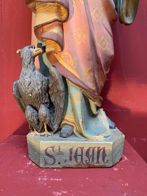 St. John Evangelist & St. Aloysius  style Gothic - Style en Terra-Cotta polychrome, France 19th century ( anno 1875 )