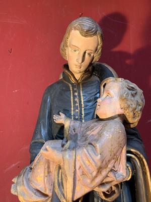 St. Stanislav Kostka & St. Teresa Of Avila style Gothic - Style en Terra-Cotta polychrome, France 19th century ( anno 1875 )