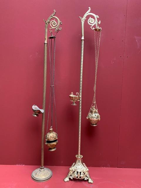 2 Romanesque Censer Stands Complete