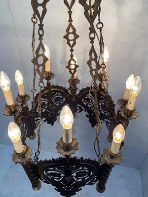 Chandeliers style Romanesque en Bronze, France 19th century