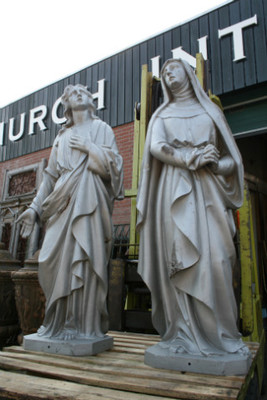 St. Mary And John Statues en CAST IRON, France 19th century