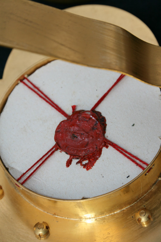 2  Two Separate Originally Sealed Devotion- (Kiss-) Reliquaries