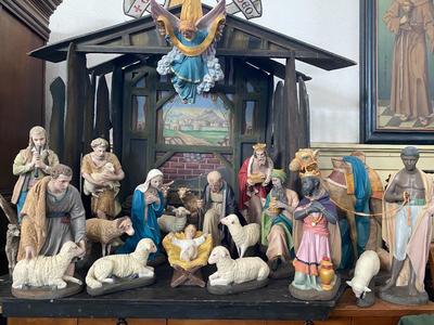 Nativity Set en Composite polychrome, Belgium 20th century