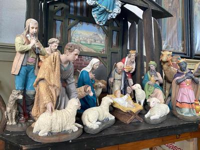 Nativity Set en Composite polychrome, Belgium 20th century