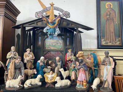 Nativity Set en Composite polychrome, Belgium 20th century