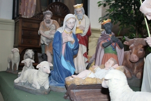 Nativity Set Complete en plaster polychrome, Belgium 19th century