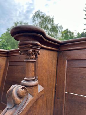 Choir Seats Total 14,45 Meters Lenght style Gothic - Style en Oak wood, Belgium  19 th century ( Anno 1865 )