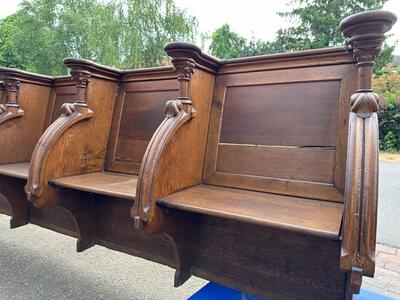 Choir Seats Total 14,45 Meters Lenght style Gothic - Style en Oak wood, Belgium  19 th century ( Anno 1865 )