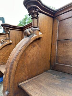 Choir Seats Total 14,45 Meters Lenght style Gothic - Style en Oak wood, Belgium  19 th century ( Anno 1865 )