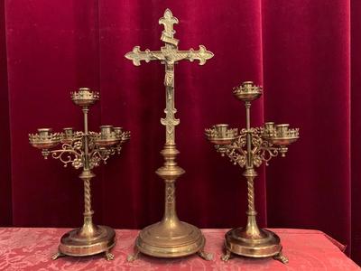 Altar Set en Brass / Bronze, Belgium 19th century ( anno 1890 )