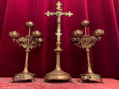 Altar Set en Brass / Bronze, Belgium 19th century ( anno 1890 )