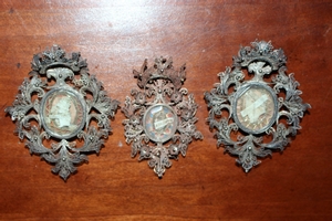 Reliquaries: St. Urbanus. St Aurelius. St. Jacudinia. style Baroque en Full silver handmade filigrain, France 17 th century