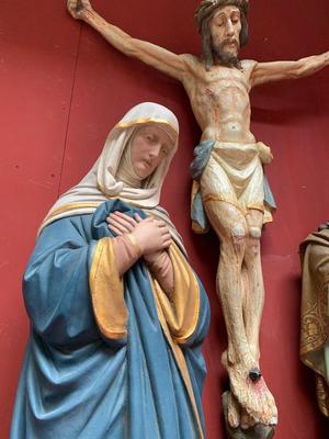 Calvary Scene Corpus Christi St. Mary & St. John  en Wood / Plaster, Belgium 19 th century ( Anno 1875 )