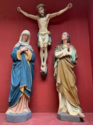 Calvary Scene Corpus Christi St. Mary & St. John  en Wood / Plaster, Belgium 19 th century ( Anno 1875 )
