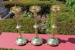 Candle Sticks Measures Without Pin en Brass / Bronze, Belgium 19th century