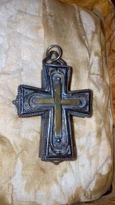 Enkolpia / Moniles Orthodox Pectoral Crosses With Relics Inside  en Full silver, Eastern Germany 19th century