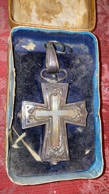 Enkolpia / Moniles Orthodox Pectoral Crosses With Relics Inside  en Full silver, Eastern Germany 19th century