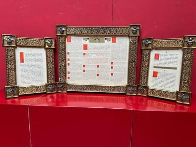 3  Exceptional Art Nouveau Set Canon Boards. Applications 4 Evangelists Measurements : 1 X 60 W X 50 H Cm. 2 X 33 W  X 42 H Cm.