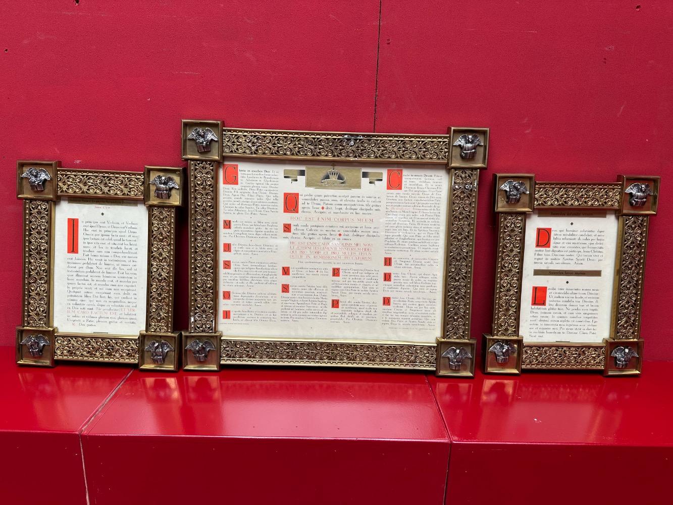 3  Exceptional Art Nouveau Set Canon Boards. Applications 4 Evangelists Measurements : 1 X 60 W X 50 H Cm. 2 X 33 W  X 42 H Cm.