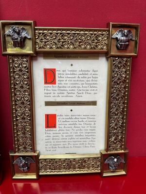 Exceptional Art Nouveau Set Canon Boards. Applications 4 Evangelists Measurements : 1 X 60 W X 50 H Cm. 2 X 33 W  X 42 H Cm. en Brass / Bronze / Gilt / Glass, France 20 th century ( Anno 1935 )